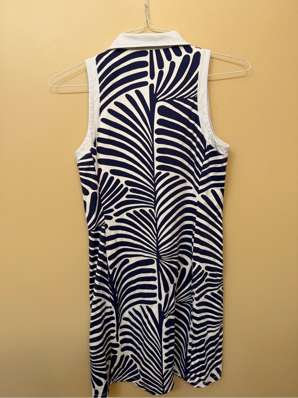 Sleeveless Navy and White Collared Midi Dress - Picture 7 of 8